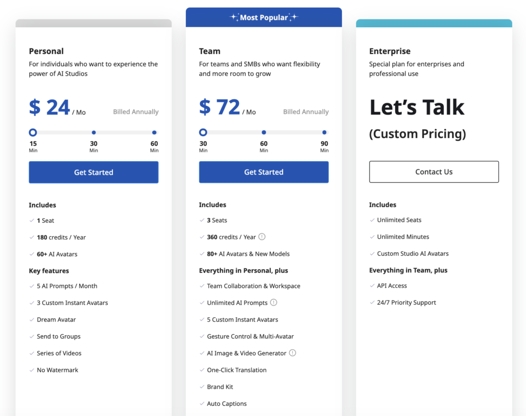 Deepbrain AI Pricing